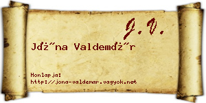 Jóna Valdemár névjegykártya